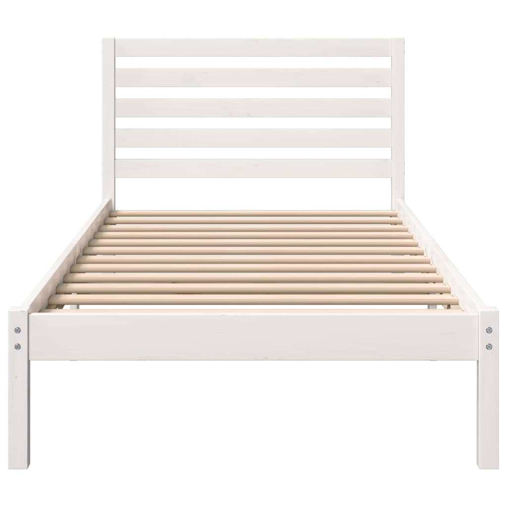Bed Frame with Headboard White 100 x 200 cm Solid Pine Wood