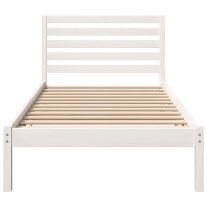 Bed Frame with Headboard White 100 x 200 cm Solid Pine Wood