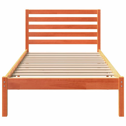 Bed Frame with Headboard Wax Brown 100 x 200 cm Solid Pine Wood