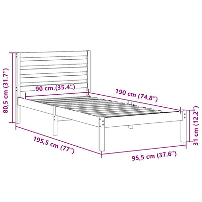 Bed Frame with Headboard Brown 90 x 190 cm Solid Pine Wood