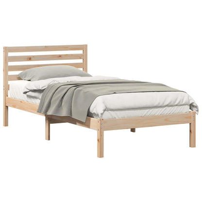 Bed Frame with Headboard Brown 75 x 190 cm Solid Pine Wood