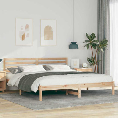 Bed Frame with Headboard Brown 200 x 200 cm Solid Pine Wood