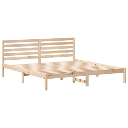 Bed Frame with Headboard Brown 200 x 200 cm Solid Pine Wood