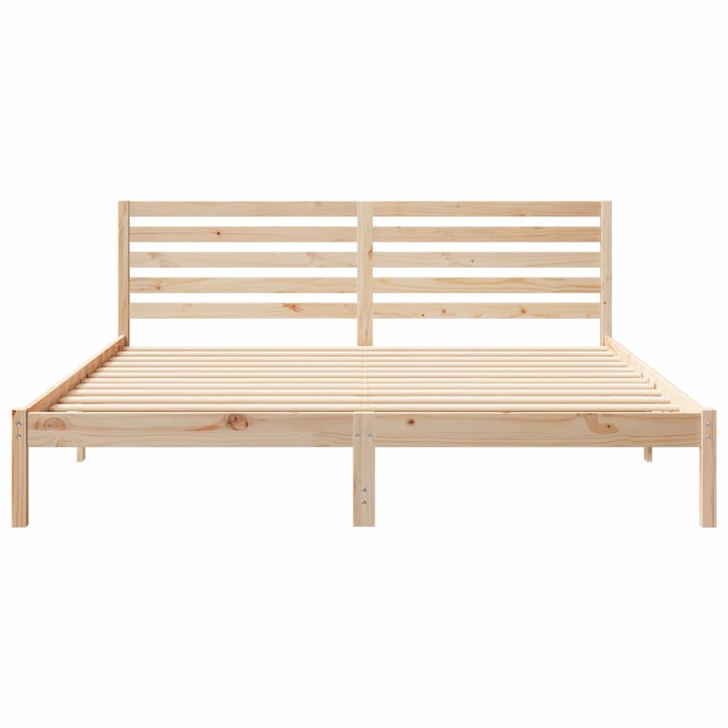 Bed Frame with Headboard Brown 200 x 200 cm Solid Pine Wood