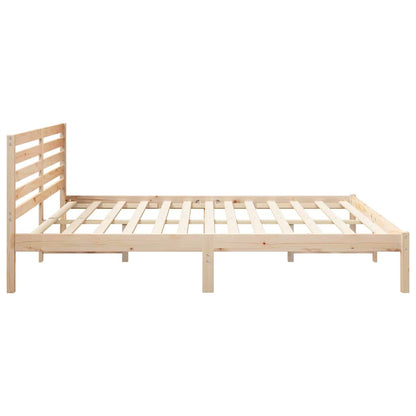 Bed Frame with Headboard Brown 200 x 200 cm Solid Pine Wood