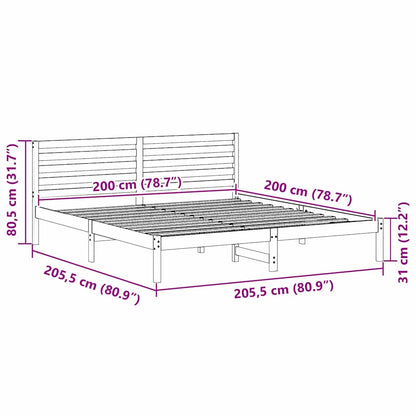 Bed Frame with Headboard White 200 x 200 cm Solid Pine Wood