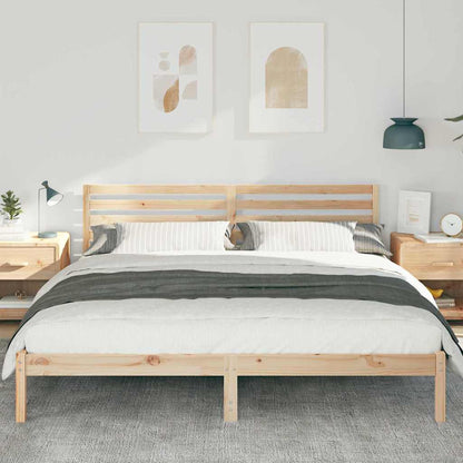 Bed Frame with Headboard Brown 180 x 200 cm Solid Pine Wood