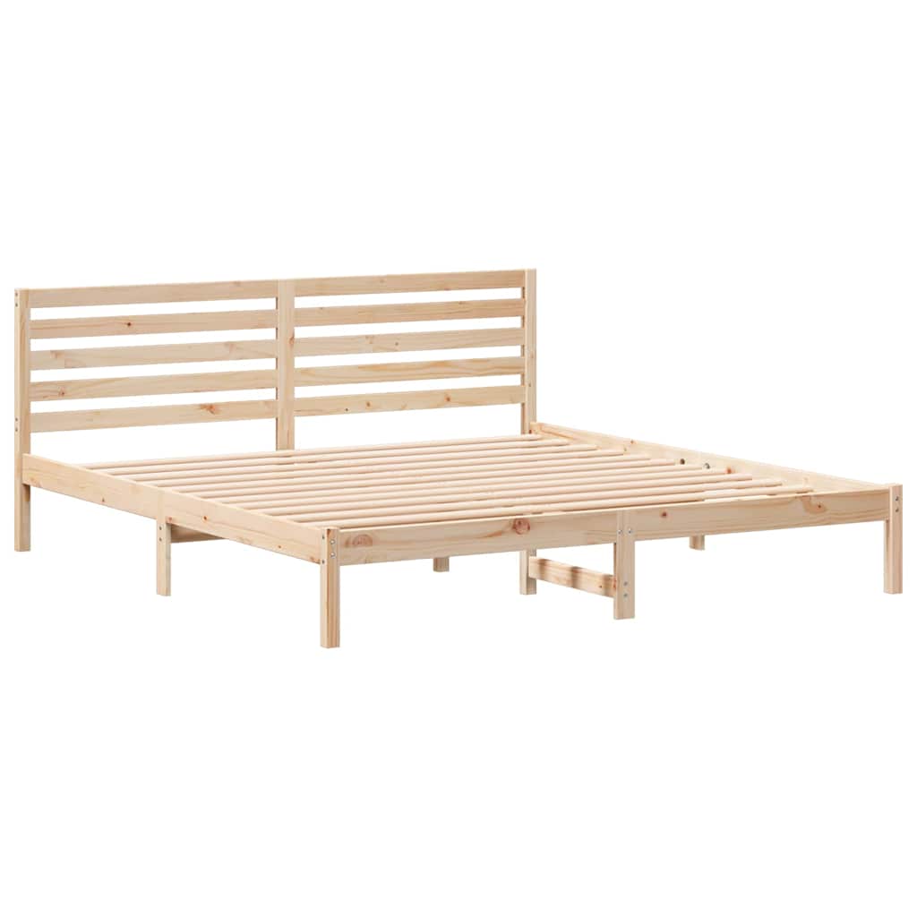 Bed Frame with Headboard Brown 180 x 200 cm Solid Pine Wood