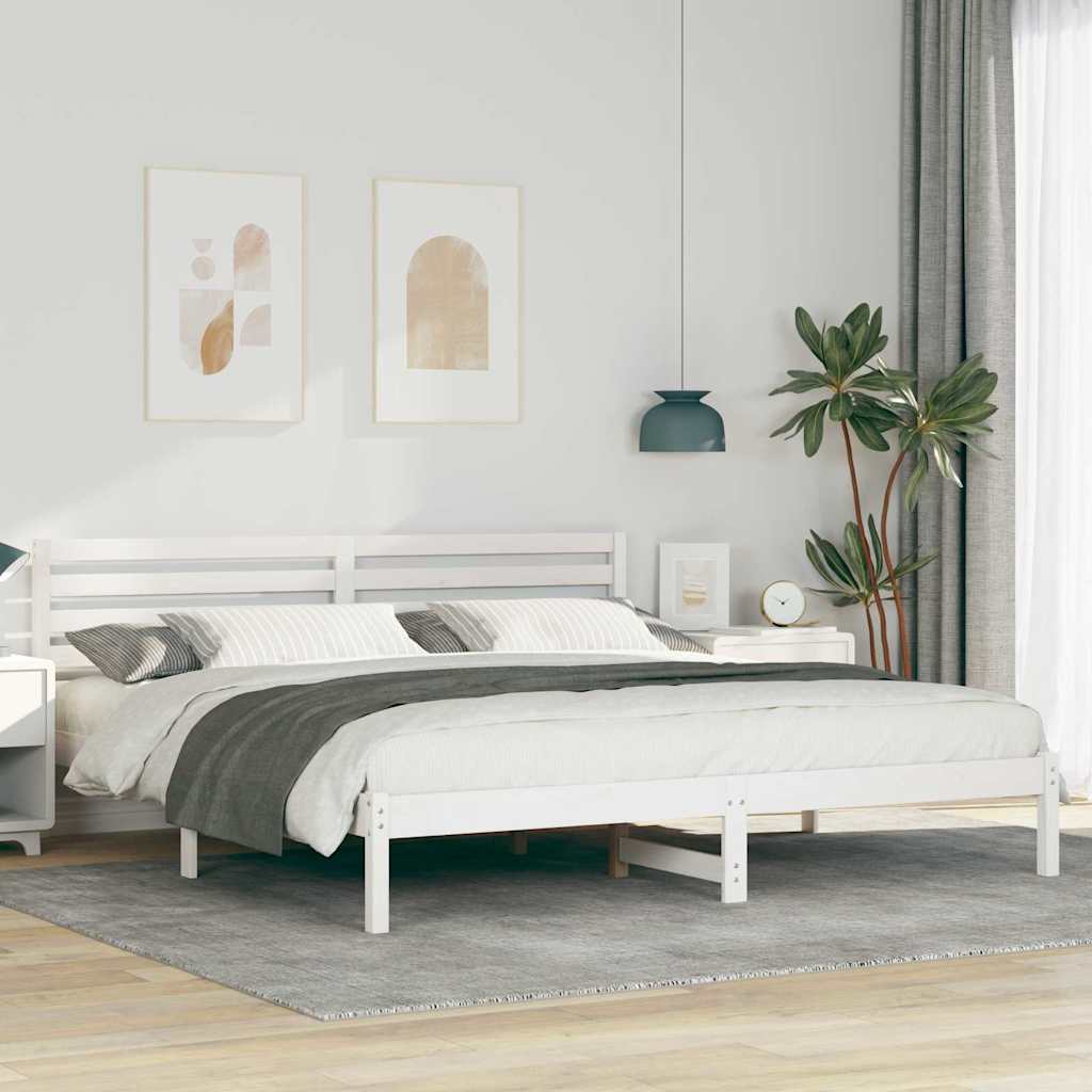 Bed Frame with Headboard White 180 x 200 cm Solid Pine Wood