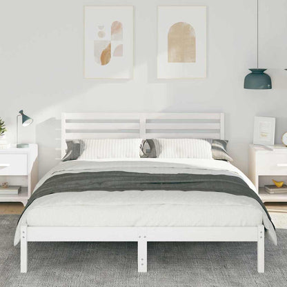 Bed Frame with Headboard White 180 x 200 cm Solid Pine Wood