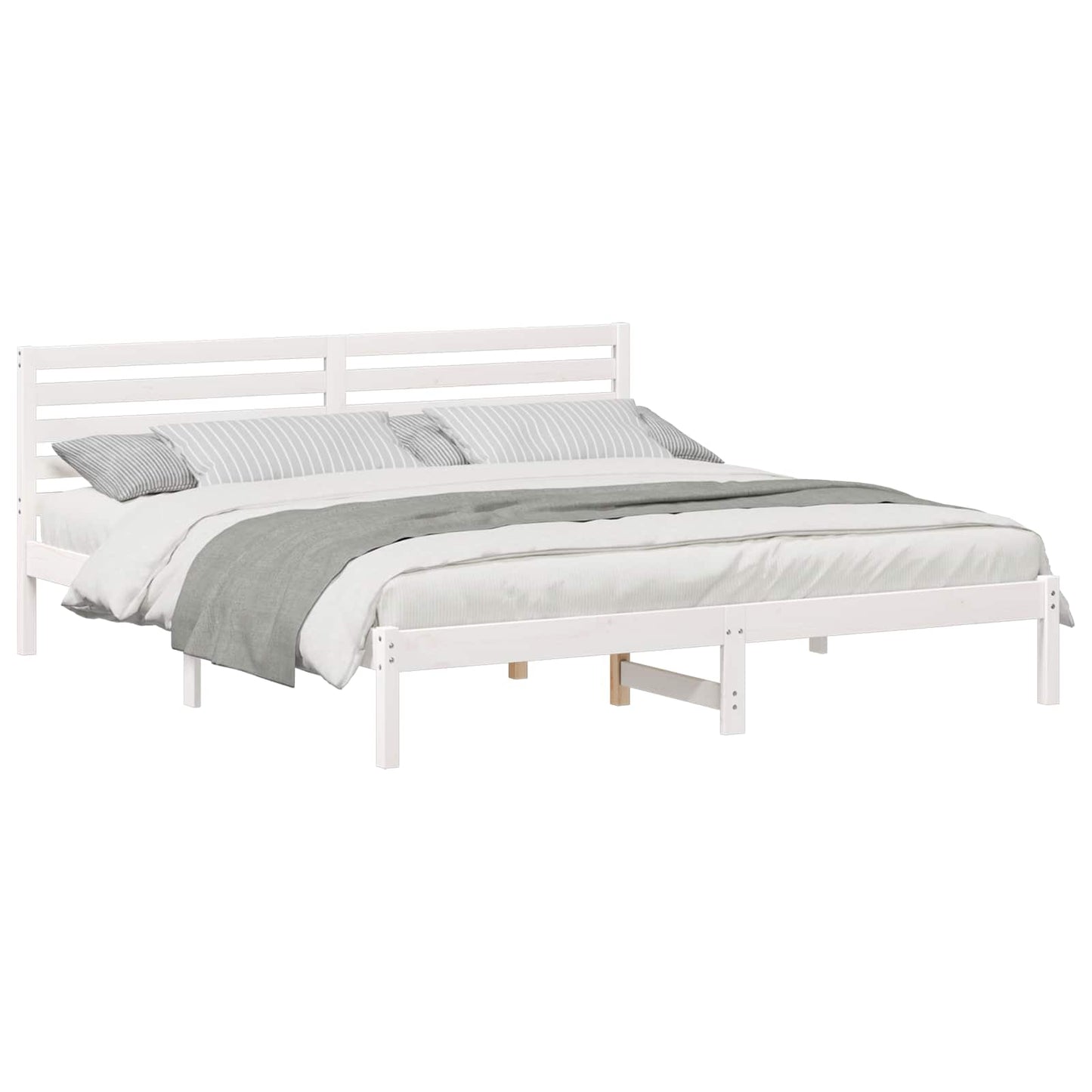 Bed Frame with Headboard White 180 x 200 cm Solid Pine Wood