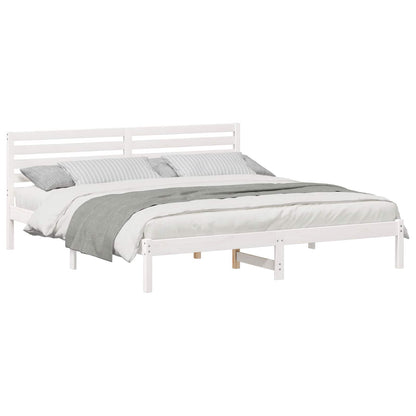 Bed Frame with Headboard White 180 x 200 cm Solid Pine Wood