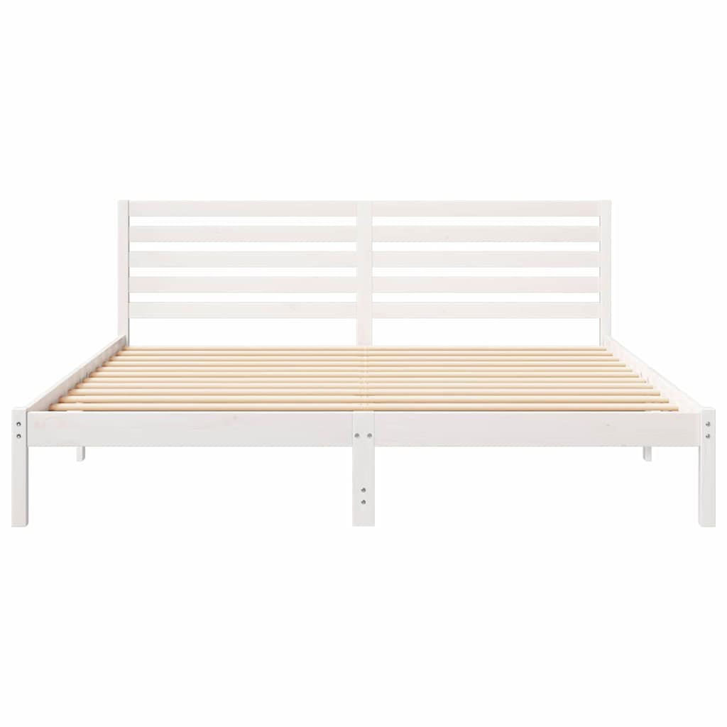 Bed Frame with Headboard White 180 x 200 cm Solid Pine Wood