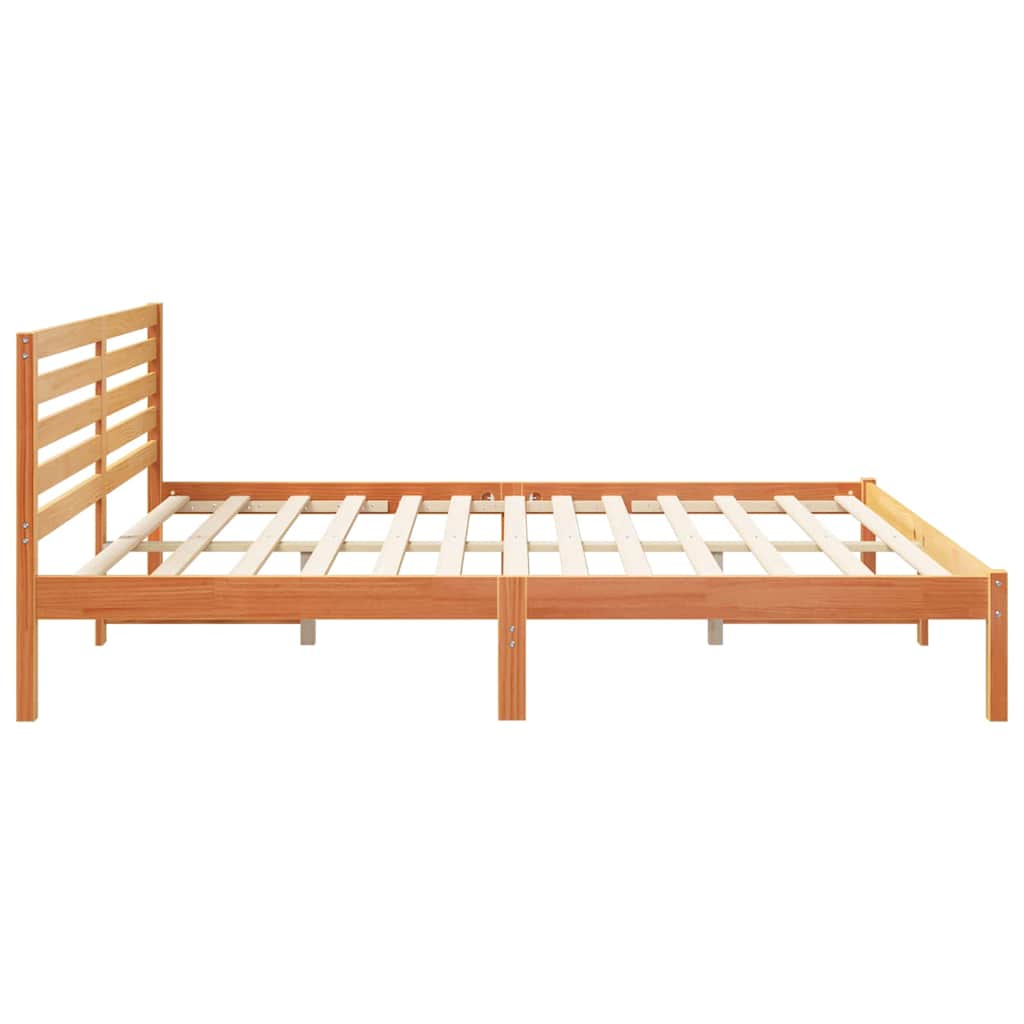 Bed Frame with Headboard Wax Brown 180 x 200 cm Solid Pine Wood