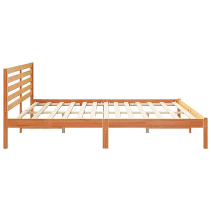 Bed Frame with Headboard Wax Brown 180 x 200 cm Solid Pine Wood