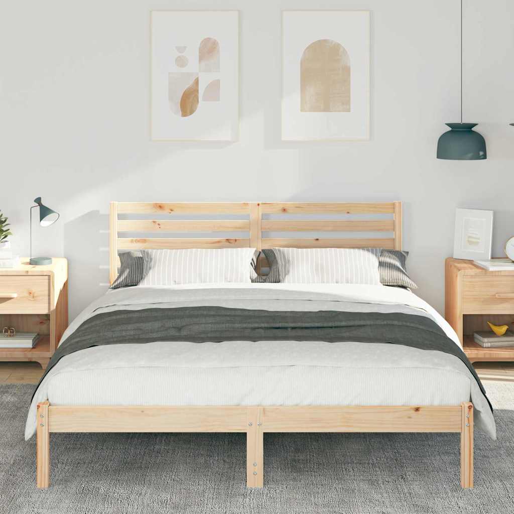 Bed Frame with Headboard Brown 160 x 200 cm Solid Pine Wood
