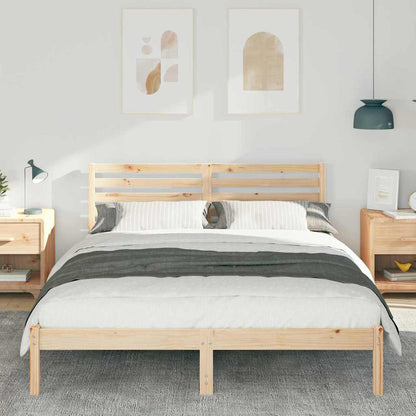 Bed Frame with Headboard Brown 160 x 200 cm Solid Pine Wood