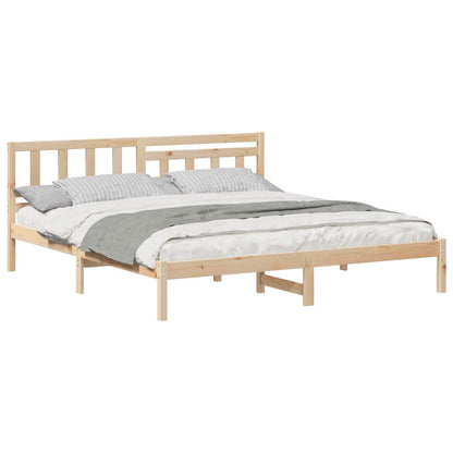 Bed Frame with Headboard Brown 160 x 200 cm Solid Pine Wood