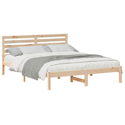 Bed Frame with Headboard Brown 150 x 200 cm Solid Pine Wood