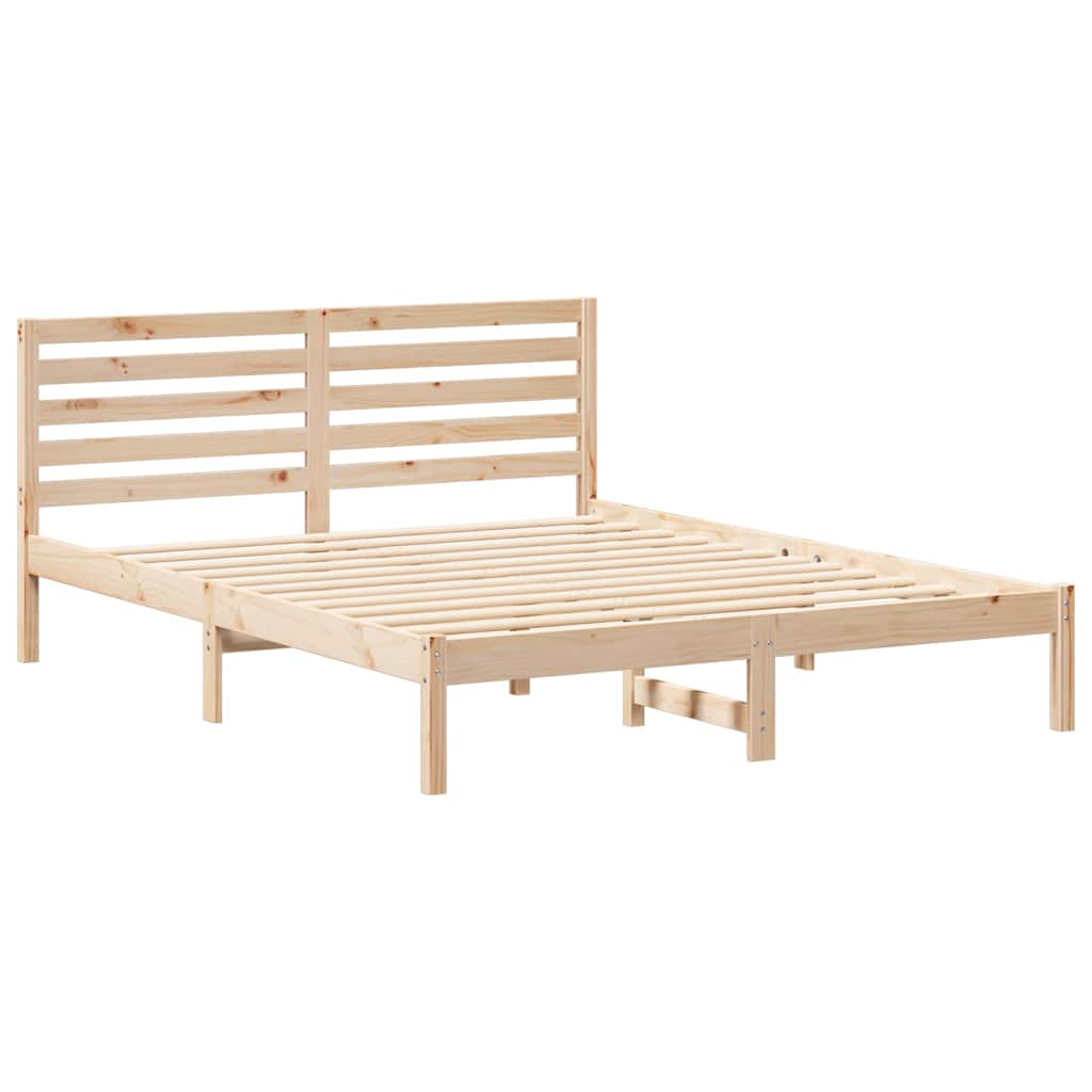 Bed Frame with Headboard Brown 150 x 200 cm Solid Pine Wood