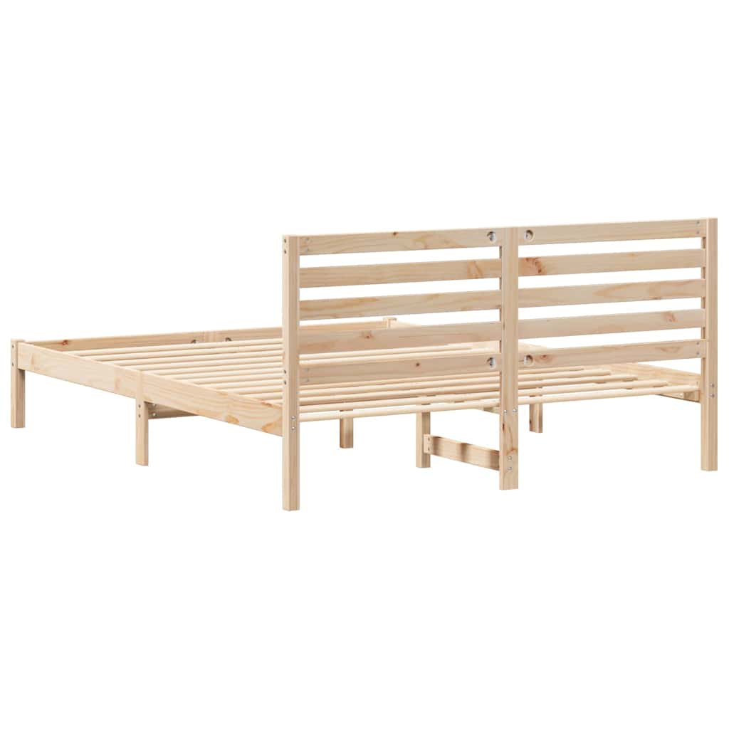 Bed Frame with Headboard Brown 150 x 200 cm Solid Pine Wood