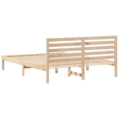 Bed Frame with Headboard Brown 150 x 200 cm Solid Pine Wood