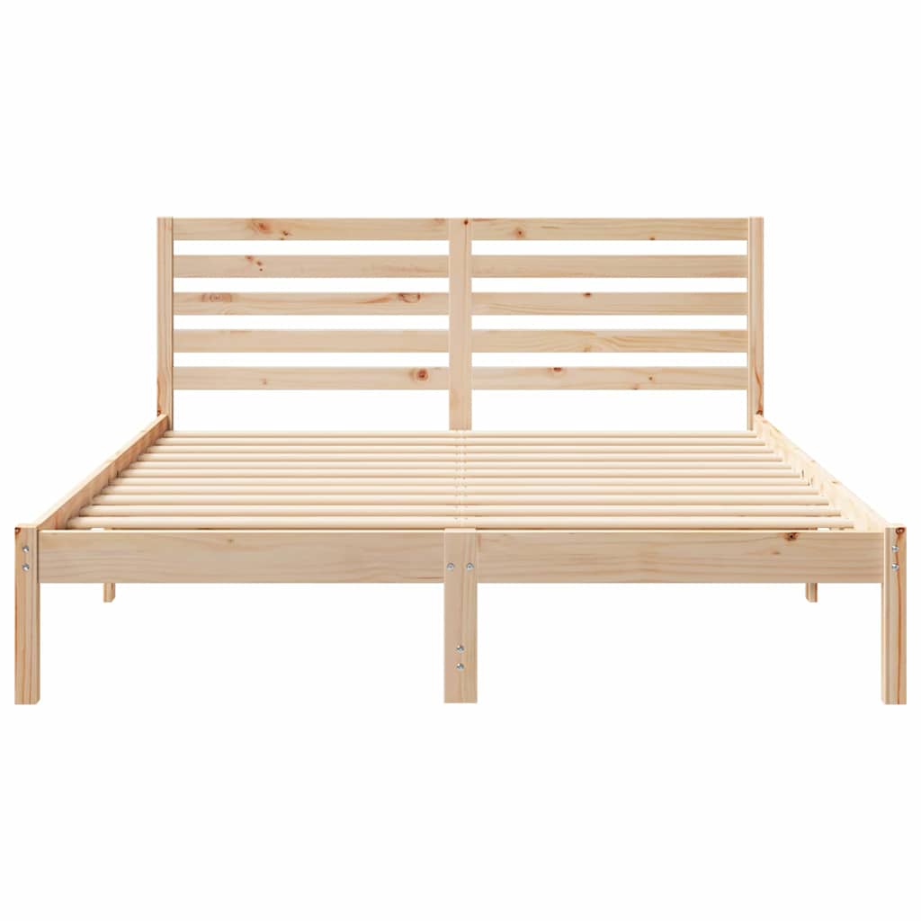 Bed Frame with Headboard Brown 150 x 200 cm Solid Pine Wood