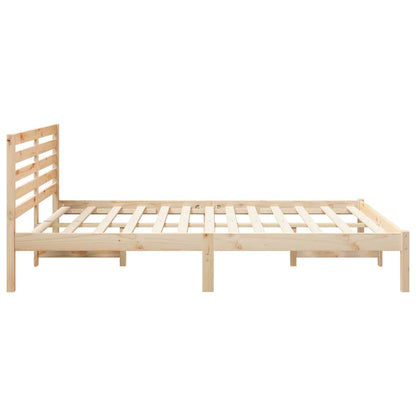 Bed Frame with Headboard Brown 150 x 200 cm Solid Pine Wood