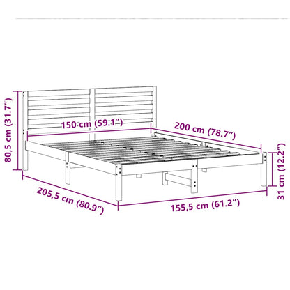 Bed Frame with Headboard Brown 150 x 200 cm Solid Pine Wood