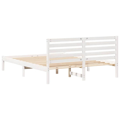 Bed Frame with Headboard White 150 x 200 cm Solid Pine Wood