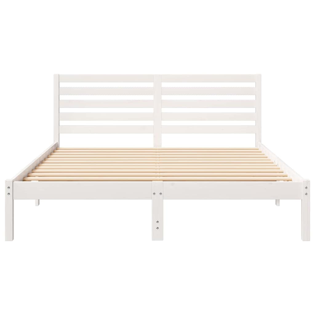 Bed Frame with Headboard White 150 x 200 cm Solid Pine Wood