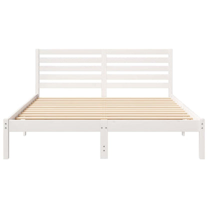 Bed Frame with Headboard White 150 x 200 cm Solid Pine Wood