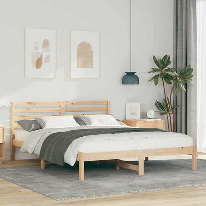 Bed Frame with Headboard Brown 140 x 200 cm Solid Pine Wood