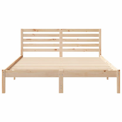 Bed Frame with Headboard Brown 140 x 200 cm Solid Pine Wood