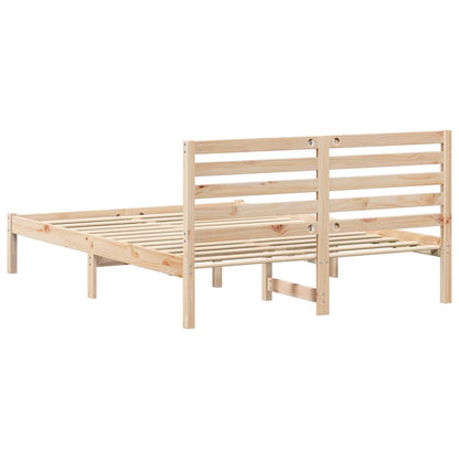 Bed Frame with Headboard Brown 120 x 200 cm Solid Pine Wood