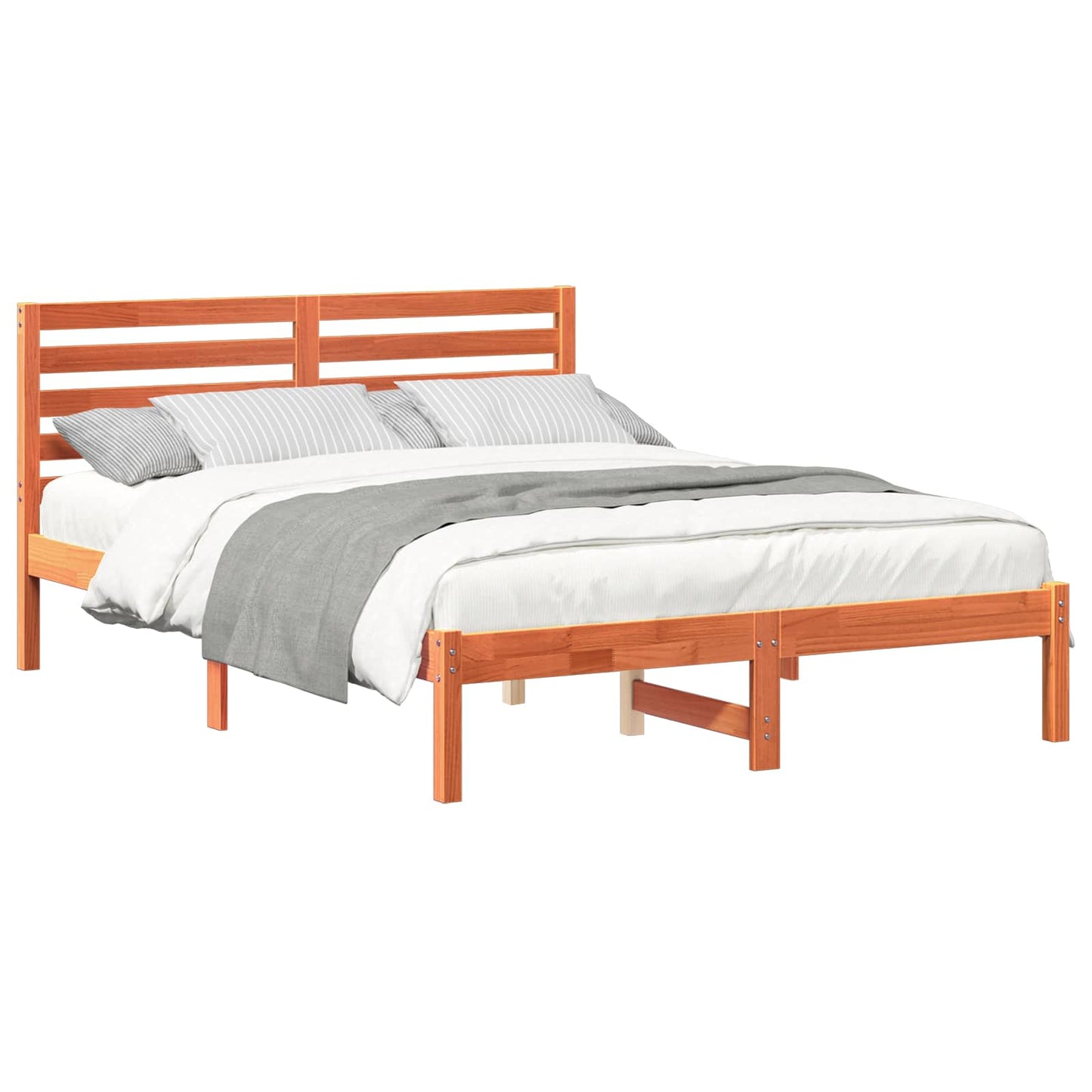 Bed Frame with Headboard Wax Brown 120 x 200 cm Solid Pine Wood