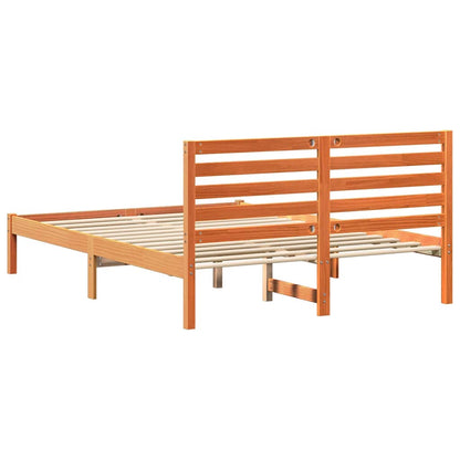Bed Frame with Headboard Wax Brown 120 x 200 cm Solid Pine Wood
