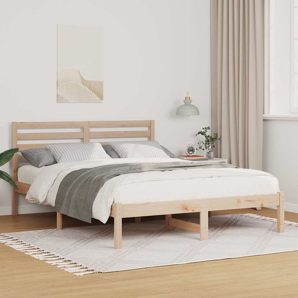 Bed Frame with Headboard Brown 120 x 190 cm Solid Pine Wood