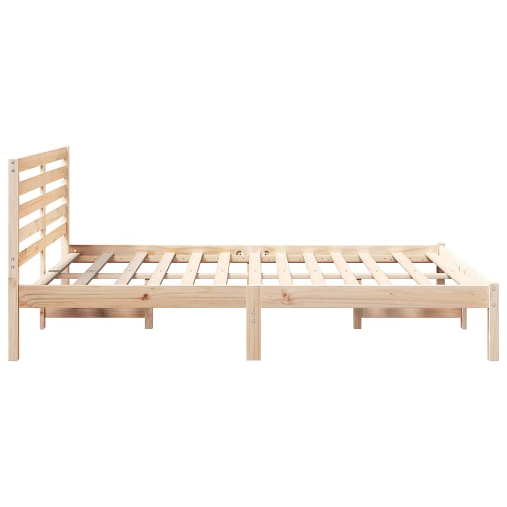 Bed Frame with Headboard Brown 120 x 190 cm Solid Pine Wood