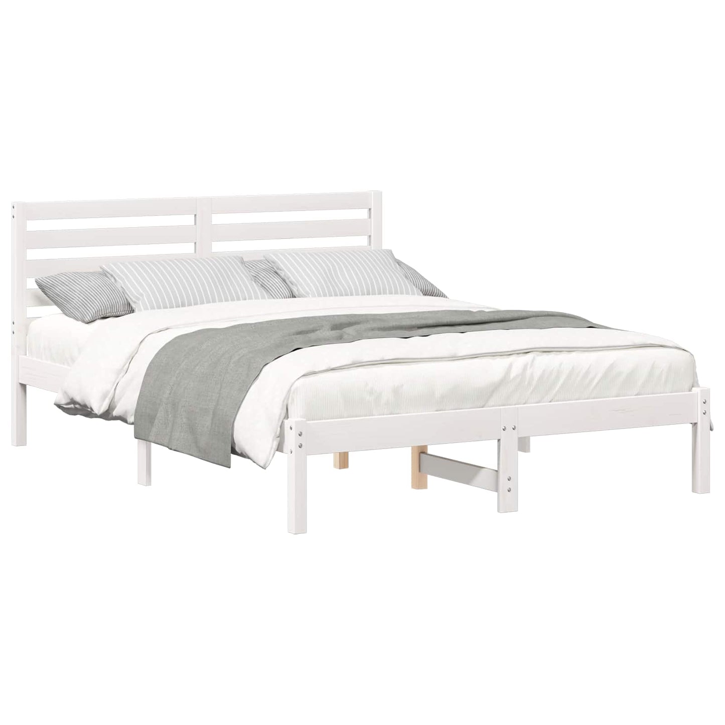 Bed Frame with Headboard White 120 x 190 cm Solid Pine Wood