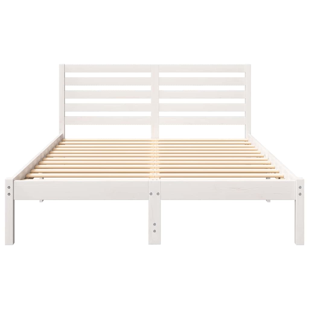 Bed Frame with Headboard White 120 x 190 cm Solid Pine Wood