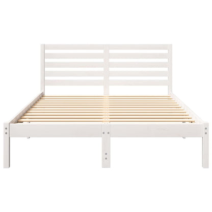 Bed Frame with Headboard White 120 x 190 cm Solid Pine Wood