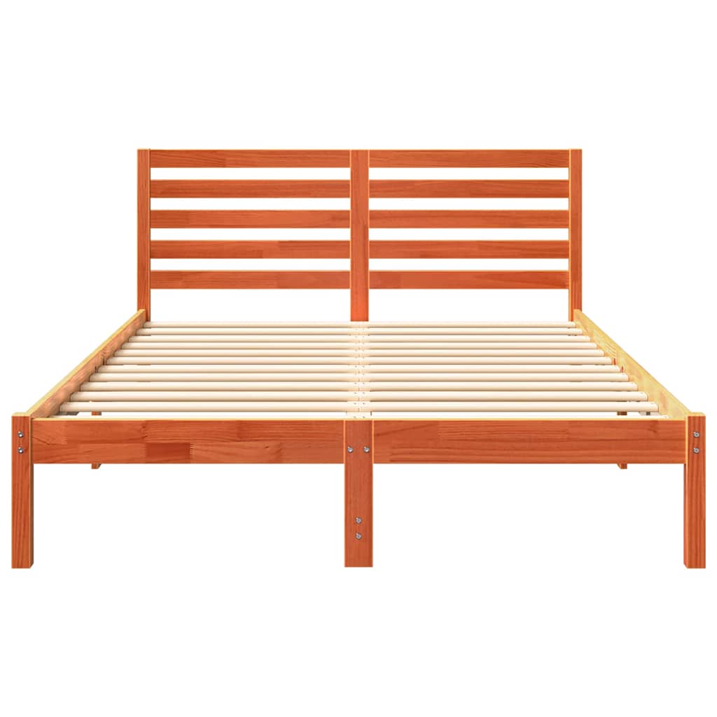 Bed Frame with Headboard Wax Brown 120 x 190 cm Solid Pine Wood