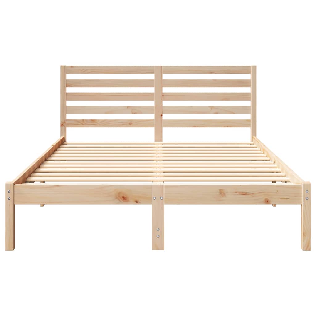 Bed Frame with Headboard Brown 140 x 190 cm Solid Pine Wood