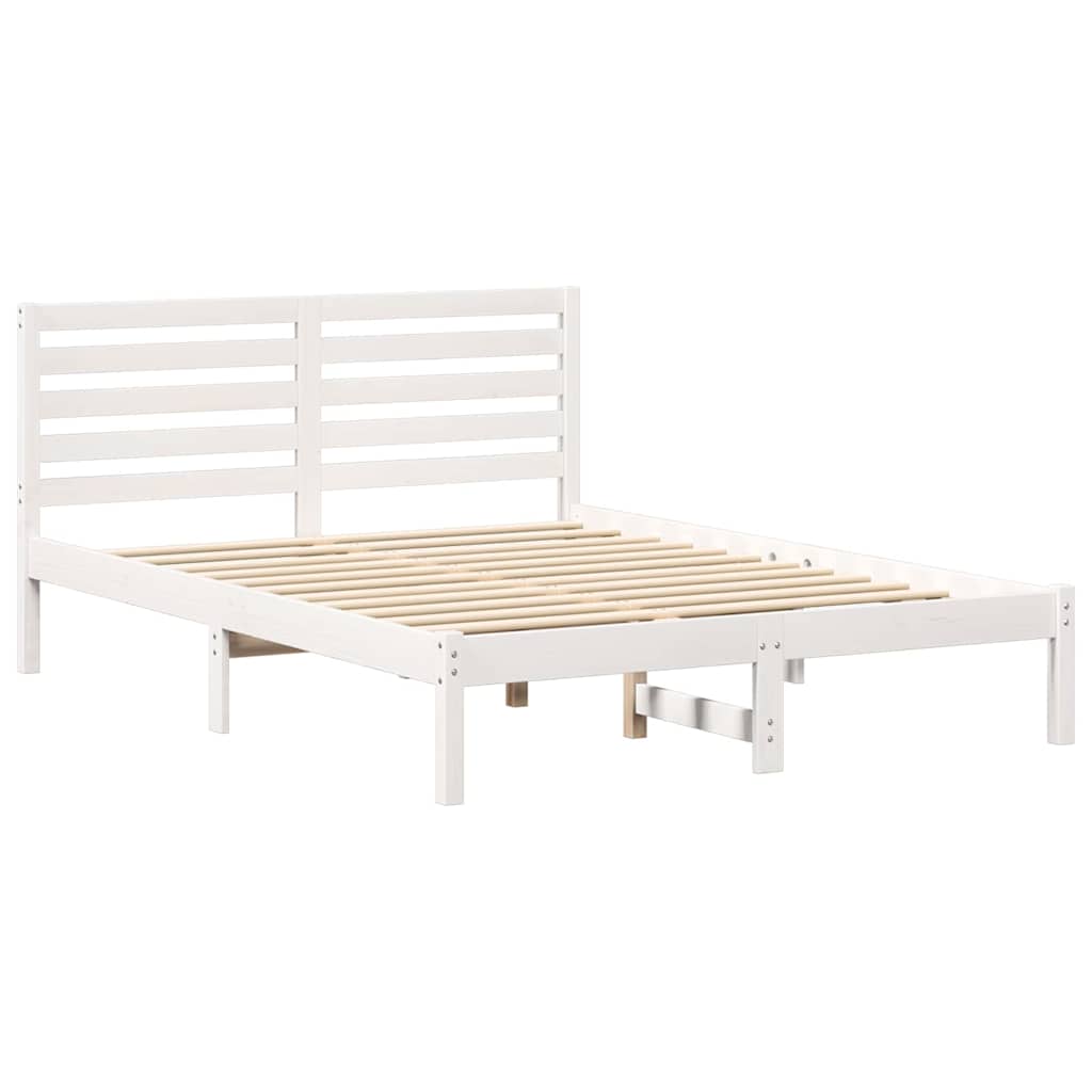 Bed Frame with Headboard White 140 x 190 cm Solid Pine Wood