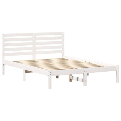 Bed Frame with Headboard White 140 x 190 cm Solid Pine Wood