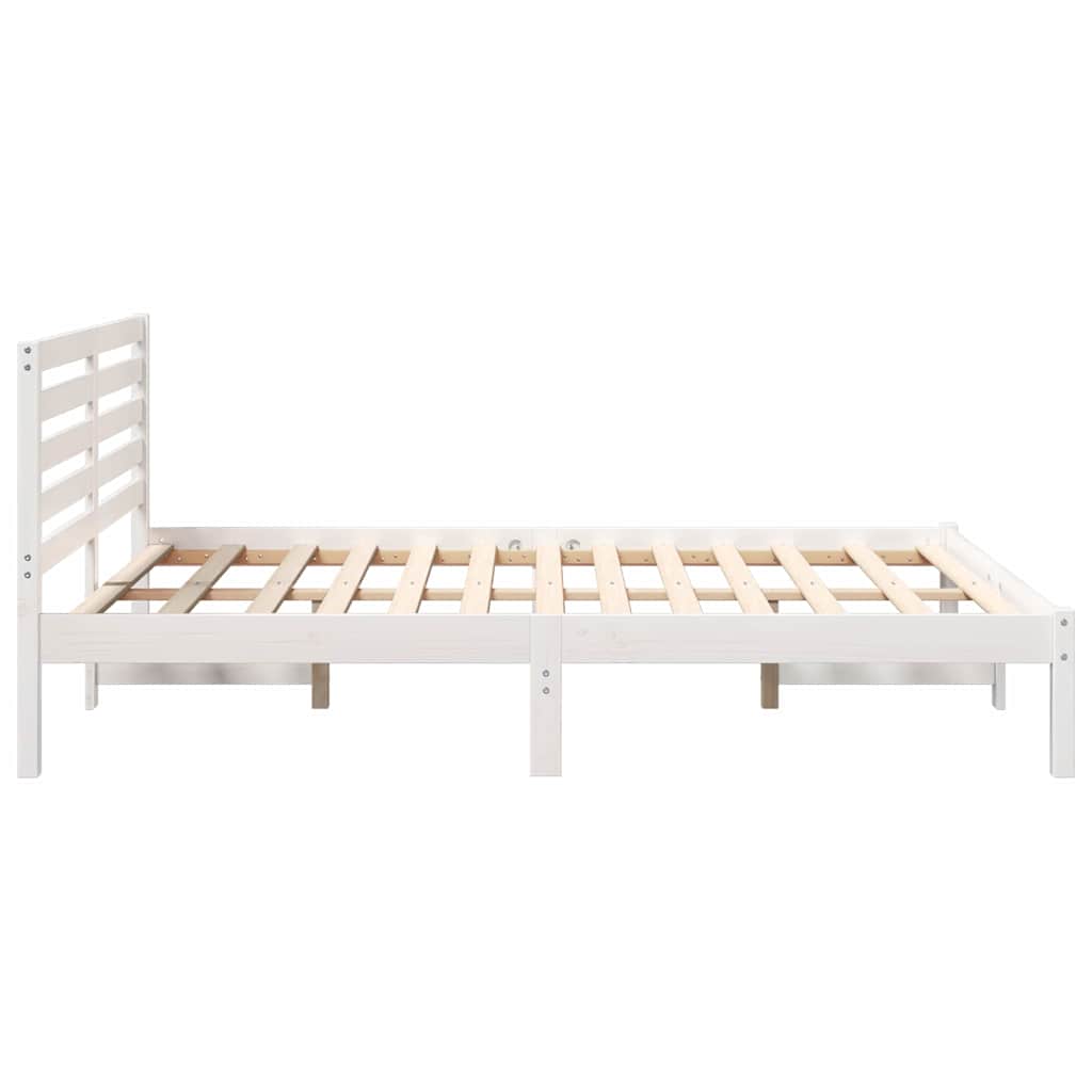 Bed Frame with Headboard White 140 x 190 cm Solid Pine Wood