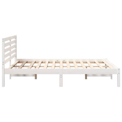 Bed Frame with Headboard White 140 x 190 cm Solid Pine Wood