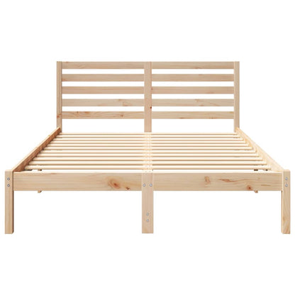 Bed Frame with Headboard Brown 135 x 190 cm Solid Pine Wood
