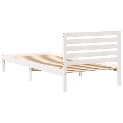 Bed Frame with Headboard White 100 x 210 cm Solid Pine Wood